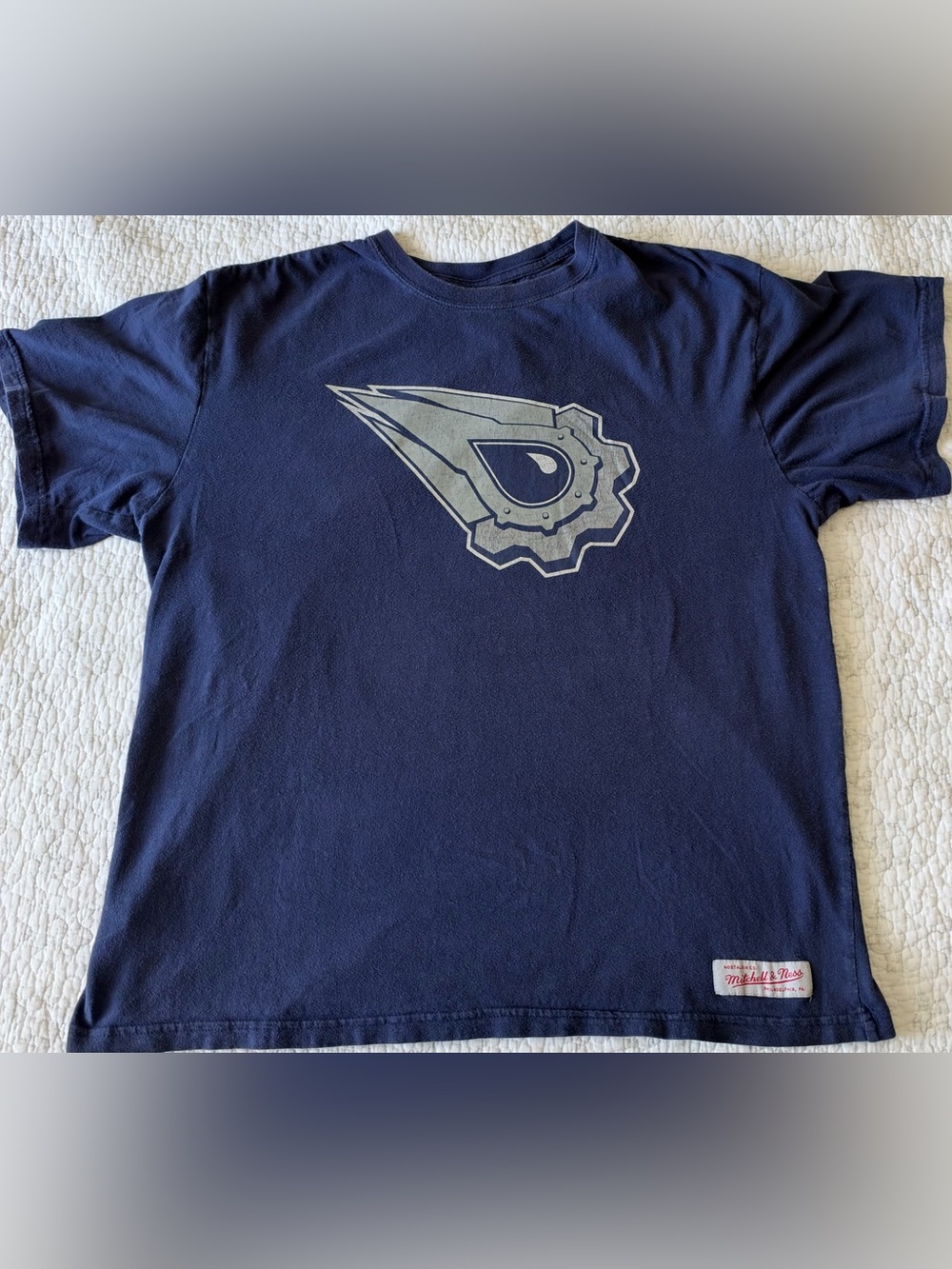 Edmonton Oilers Mitchell & Ness Nostalgia Co. Graphic Short Sleeve Tee in Blue X